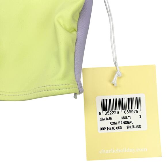NWT CHARLIE HOLIDAY Romi Colorblock Bikini Bandeau Sz 4 Multicolor - Picture 7 of 9
